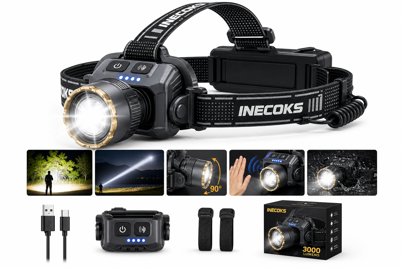 INECOKS 3000LM Rechargeable Headlamp Review: Bright, Hands‑Free Lighting for Everyday and Outdoor Use