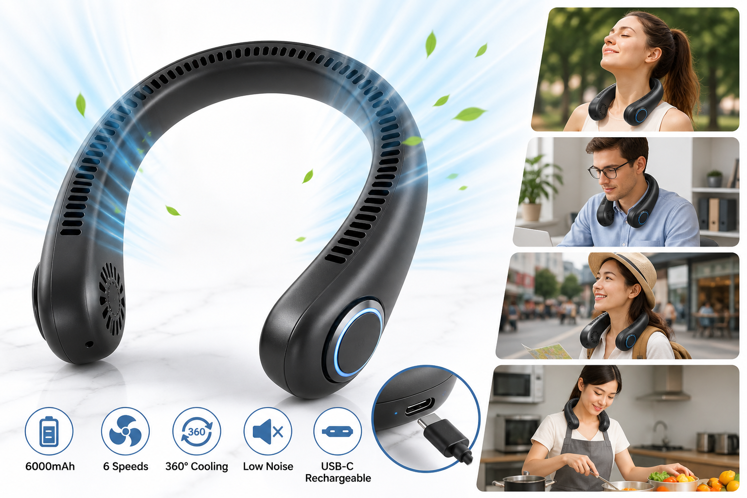 Vexolta Portable Neck Fan Review: 6000mAh Wearable Cooling for Everyday Heat
