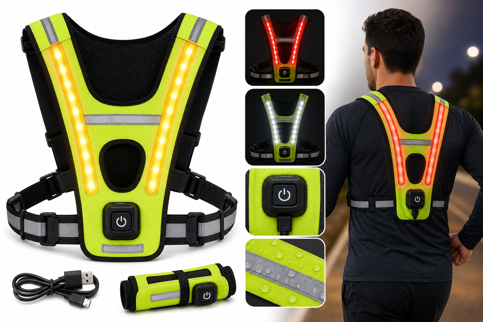 LED Reflective Vest Safety Gear Review: High-Visibility Protection for Night Walking, Running, and Cycling