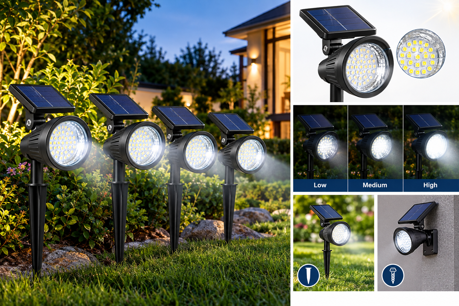NYMPHY Solar Lights Outdoor Review: 56-LED Cool White Landscape Spotlights